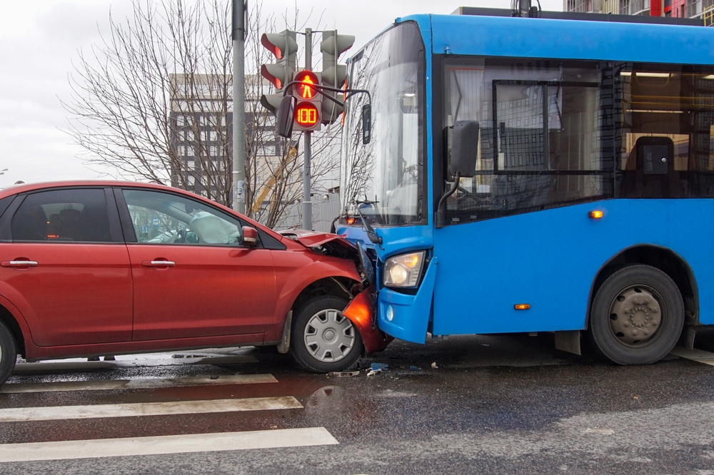 Photo of Frontal Collision of a Car and a Bus