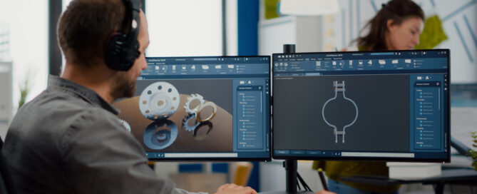 Inventor creating a diagram/blueprint for his prototype that he is about to get a patent for.