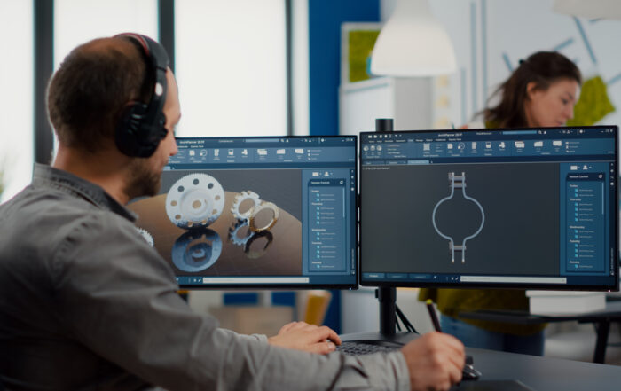 Inventor creating a diagram/blueprint for his prototype that he is about to get a patent for.