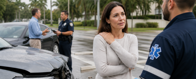 Passenger injury claim after a Florida car accident with a paramedic assisting an injured passenger