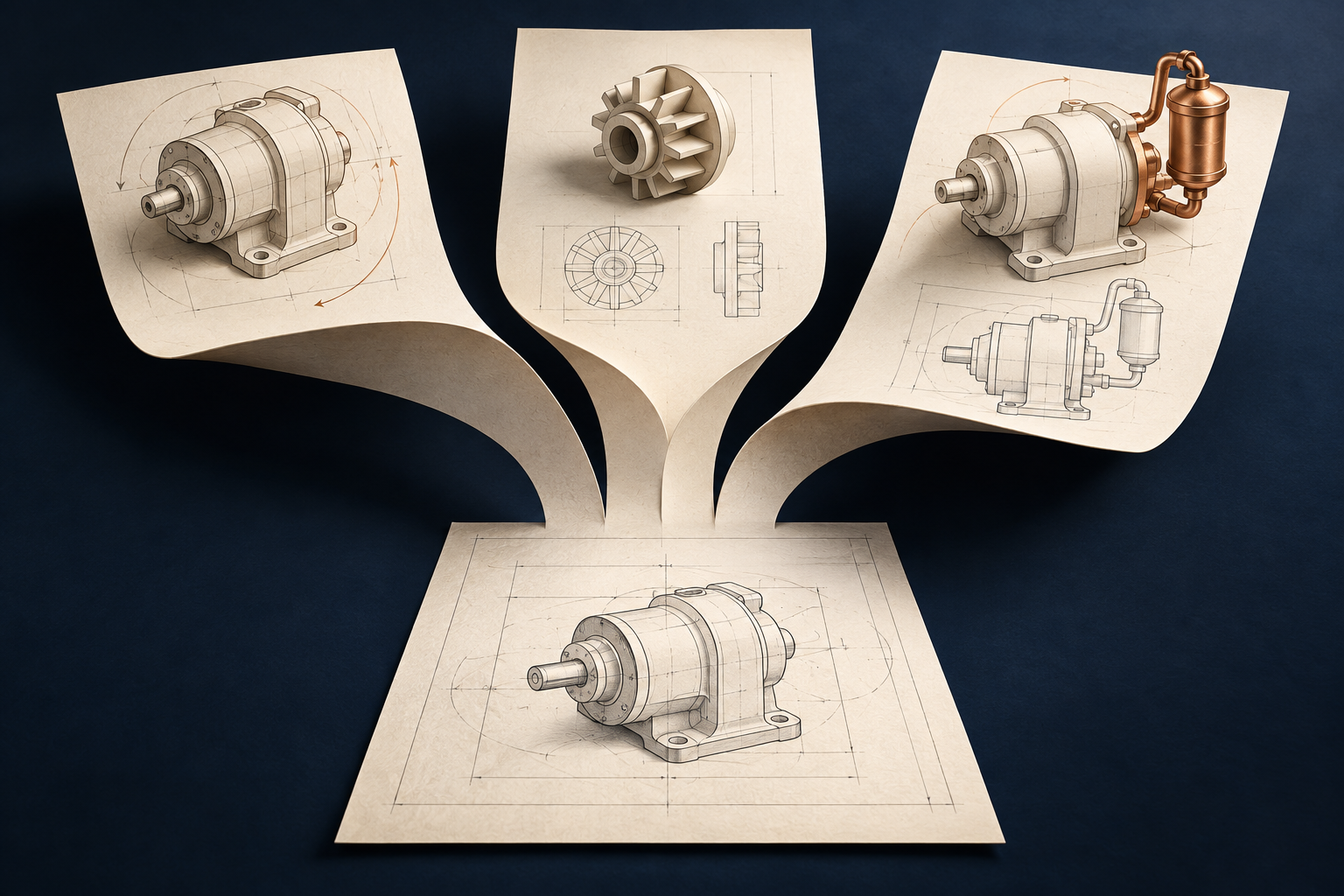 Branching patent blueprints illustrate continuation, divisional, and continuation-in-part filing paths.