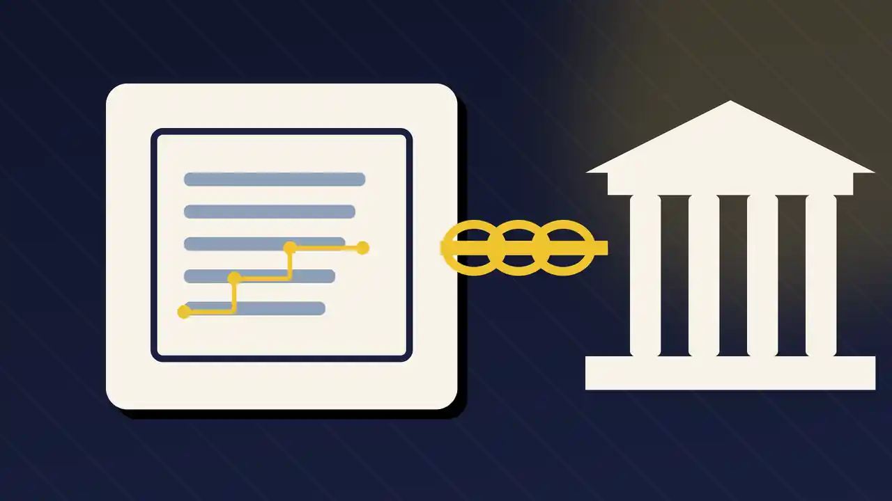 Graphical illustration linking a patent document to a courthouse