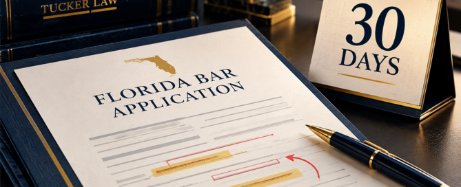 Florida Bar application amendment with a 30-day calendar reminder
