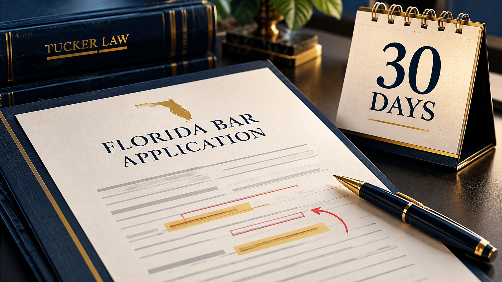 Florida Bar application amendment with a 30-day calendar reminder