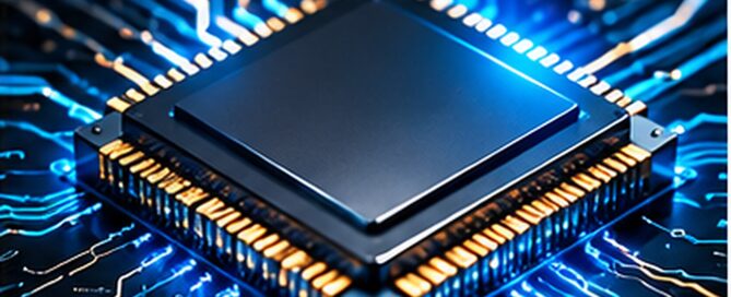 High-detail microchip illustration representing patent licensing technology