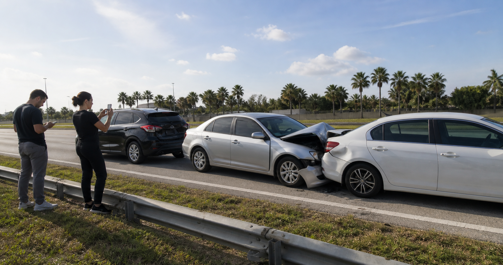 Three vehicles involved in a chain-reaction collision on a Florida roadway