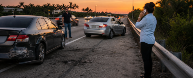 Drivers safely separated after a road-rage collision on a Florida roadway