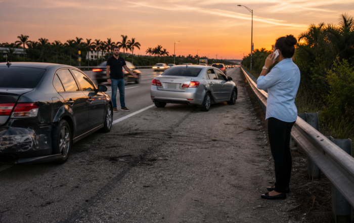 Drivers safely separated after a road-rage collision on a Florida roadway