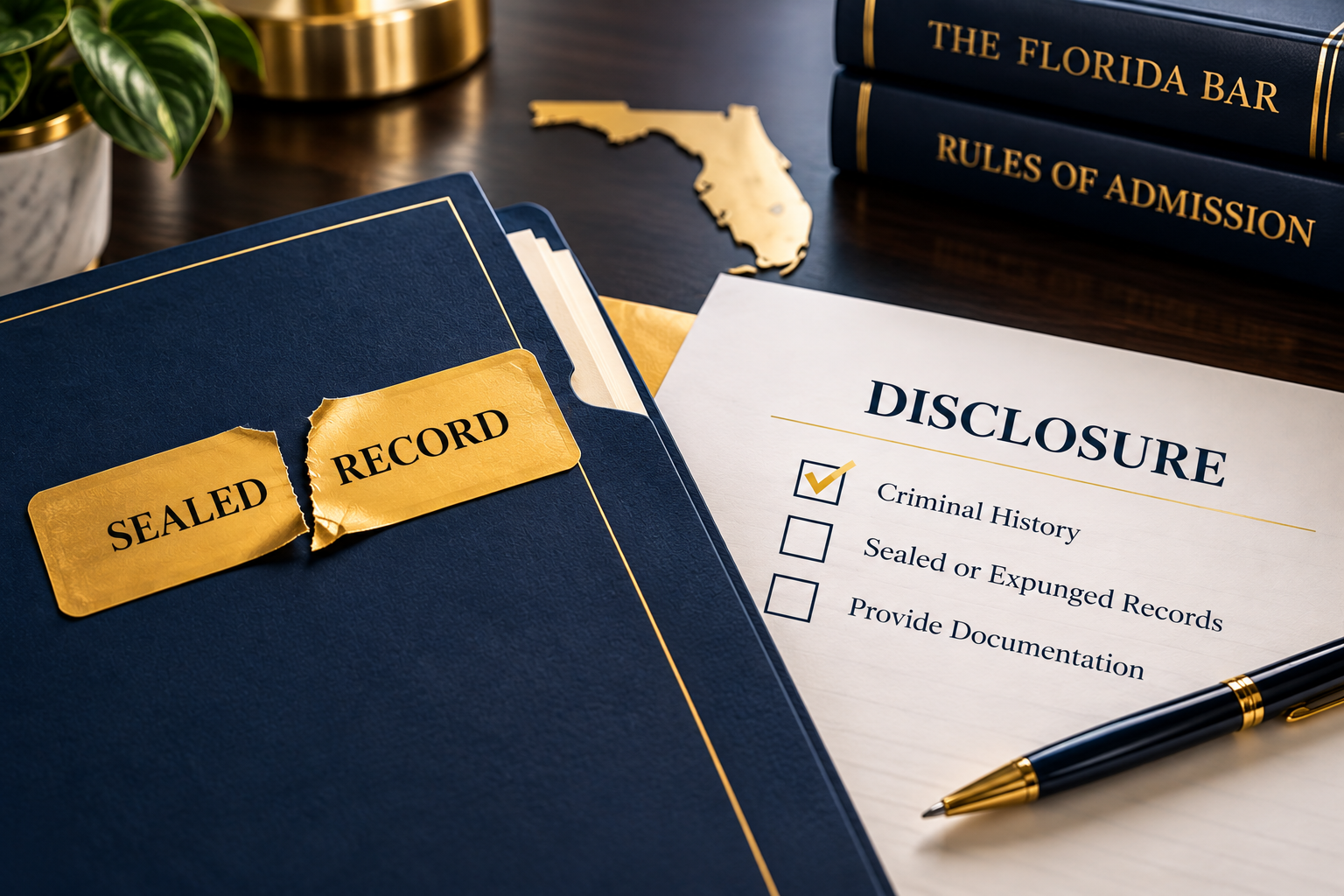Florida Bar application disclosure of sealed or expunged criminal records