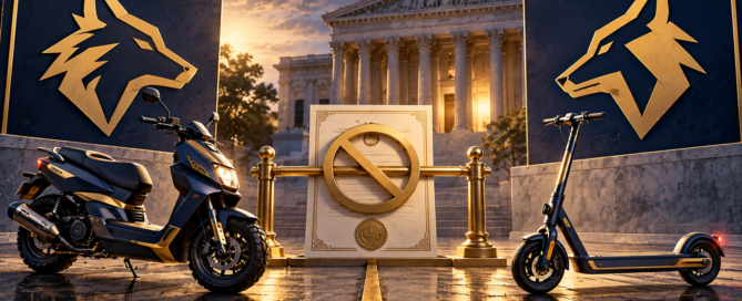 Trademark dispute involving competing motor scooters, a courthouse, and cancellation of a conflicting registration