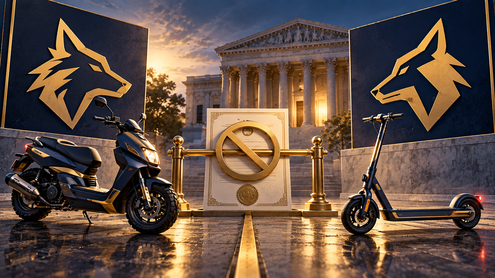 Trademark dispute involving competing motor scooters, a courthouse, and cancellation of a conflicting registration