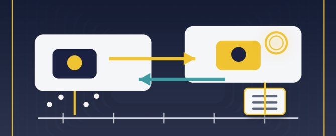 Two competing brand marks on a timeline illustrating first use and federal trademark filing priority.